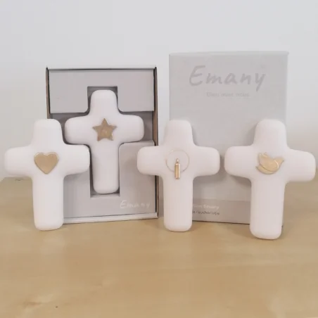 Croix Emany en pierre d'albâtre avec dorure - Croix de l'étoile