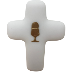 Croix Emany en pierre d'albâtre avec dorure - Croix de l'eucharistie