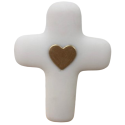 Croix Emany en pierre d'albâtre avec dorure - Croix de l'amour