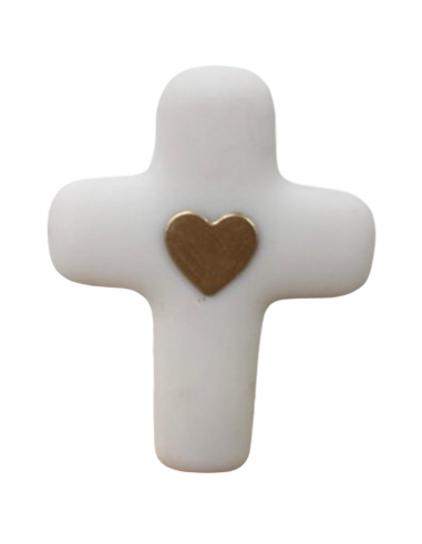 Croix Emany en pierre d'albâtre avec dorure -  Croix de l'amour