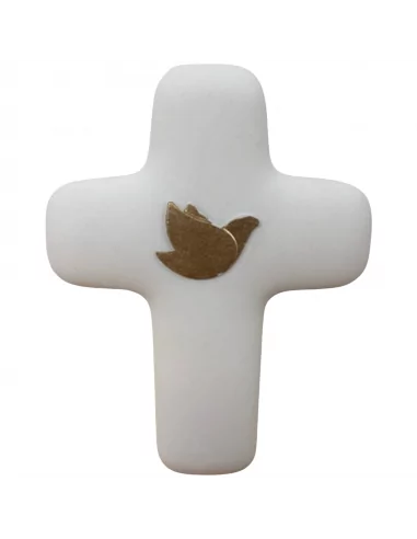 Croix Emany en pierre d'albâtre avec dorure -  Croix de la paix