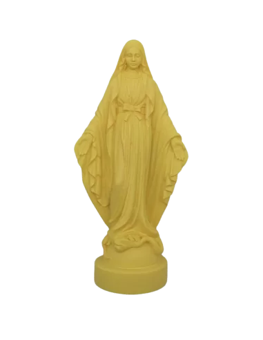 Statue colorée Vierge miraculeuse en albâtre - 17cm - JAUNE