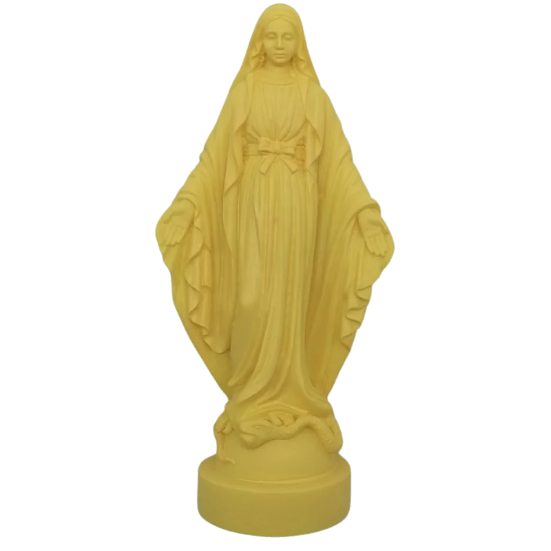 Statue colorée Vierge miraculeuse en albâtre - 17cm - JAUNE