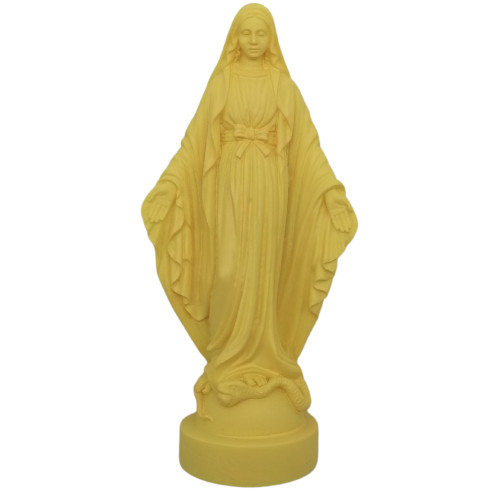 Statue colorée Vierge miraculeuse en albâtre - 17cm - JAUNE