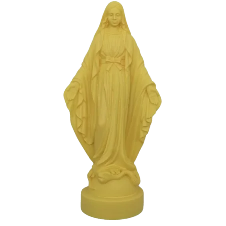 Statue colorée Vierge miraculeuse en albâtre - 17cm - JAUNE
