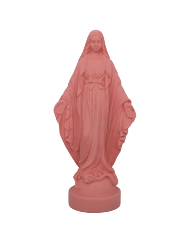 Statue colorée Vierge miraculeuse en albâtre - 17cm - ROSE