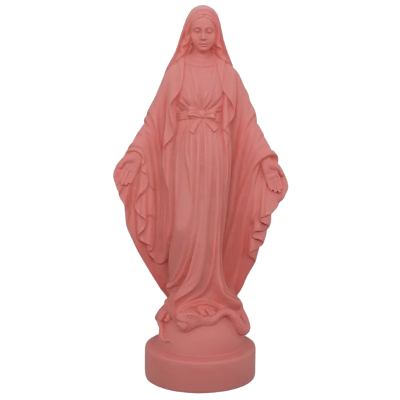 Statue colorée Vierge miraculeuse en albâtre - 17cm - ROSE