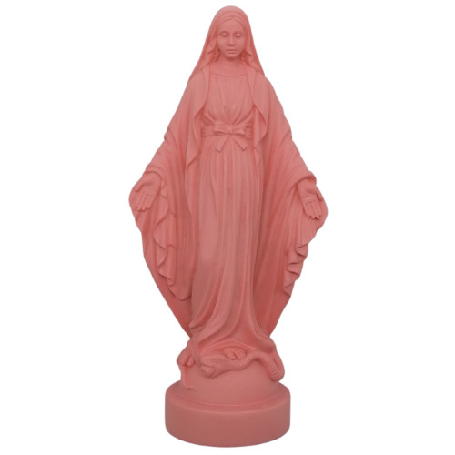 Statue colorée Vierge miraculeuse en albâtre - 17cm - ROSE