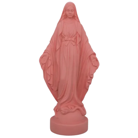 Statue colorée Vierge miraculeuse en albâtre - 17cm - ROSE