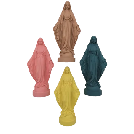 Statue colorée Vierge miraculeuse en albâtre - 17cm - TAUPE