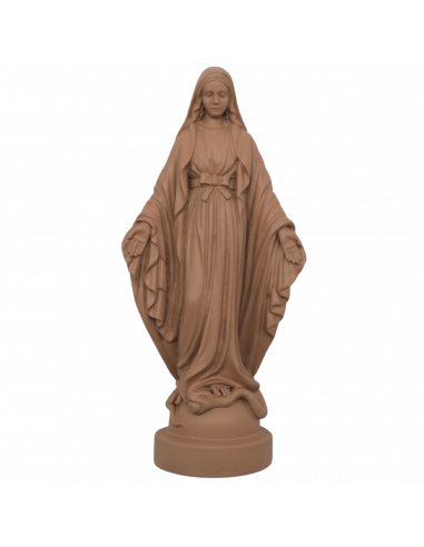 Statue colorée Vierge miraculeuse en albâtre - 17cm - TAUPE
