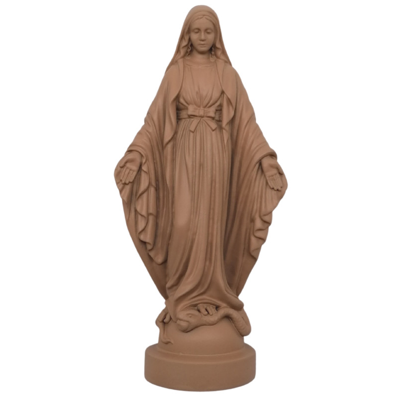 Statue colorée Vierge miraculeuse en albâtre - 17cm - TAUPE