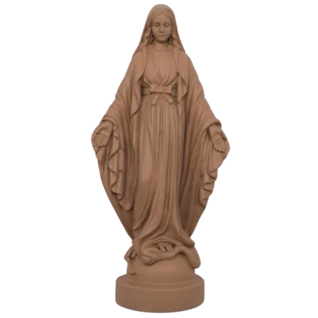 Statue colorée Vierge miraculeuse en albâtre - 17cm - TAUPE
