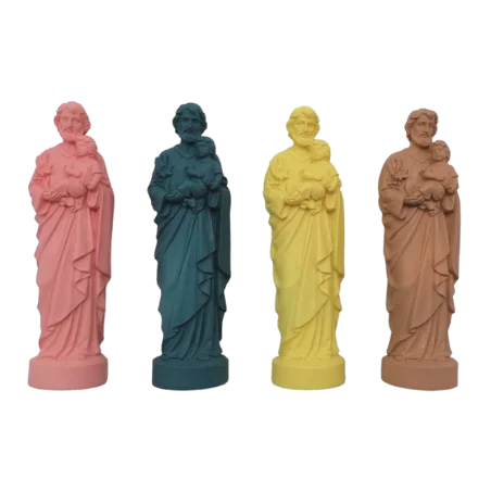Statue colorée Saint Joseph - 17cm - ROSE