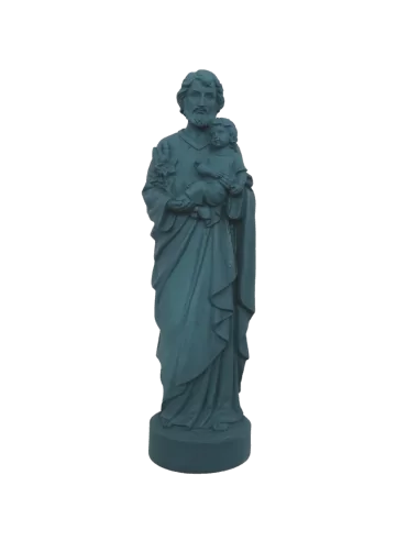 Statue colorée Saint Joseph - 17cm - BLEU PETROLE