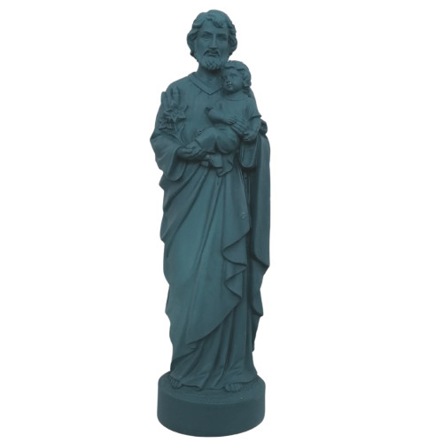 Statue colorée Saint Joseph - 17cm - BLEU PETROLE