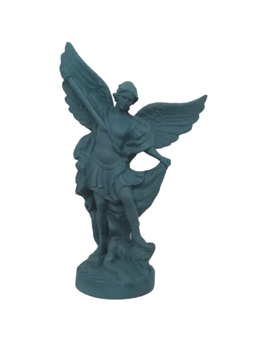 Statue colorée Saint Michel - 17cm - BLEU PETROLE