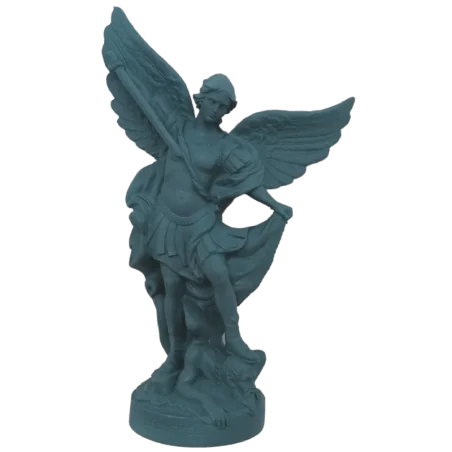 Statue colorée Saint Michel - 17cm - BLEU PETROLE