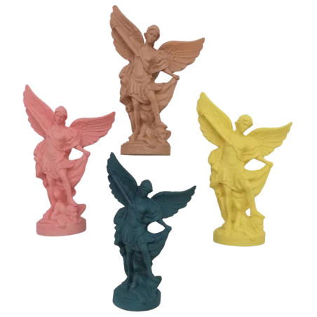 Statue colorée Saint Michel - 17cm - TAUPE