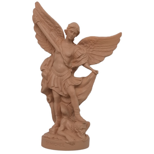 Statue colorée Saint Michel - 17cm - TAUPE