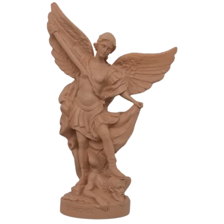 Statue colorée Saint Michel - 17cm - TAUPE