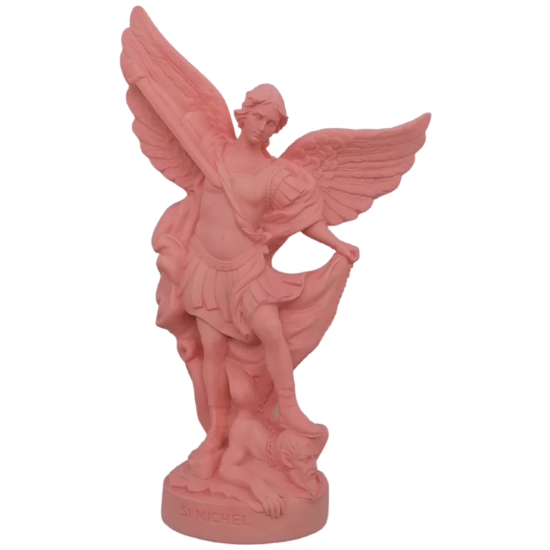 Statue colorée Saint Michel - 17cm - ROSE