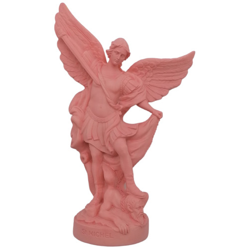 Statue colorée Saint Michel - 17cm - ROSE
