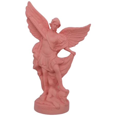 Statue colorée Saint Michel - 17cm - ROSE