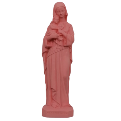 Statue colorée Notre Dame de l'Eucharistie en albâtre - 17cm - ROSE