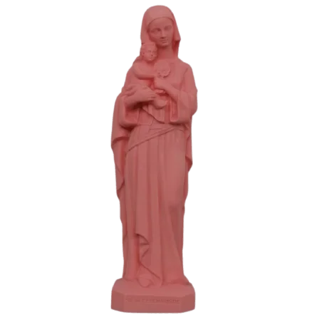 Statue colorée Notre Dame de l'Eucharistie en albâtre - 17cm - ROSE