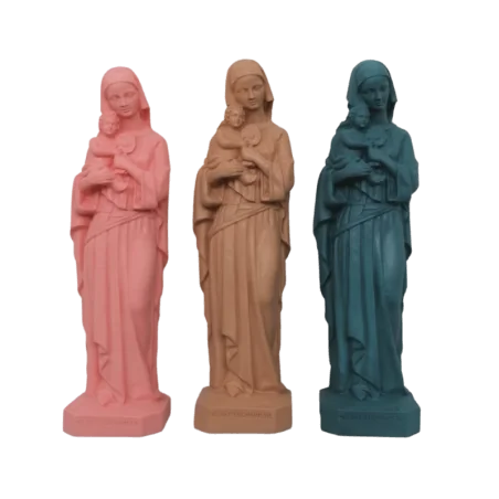 Statue colorée Notre Dame de l'Eucharistie en albâtre - 17cm - TAUPE