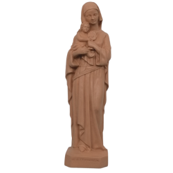 Statue colorée Notre Dame de l'Eucharistie en albâtre - 17cm - TAUPE