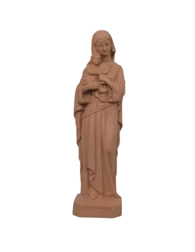Statue colorée Notre Dame de l'Eucharistie en albâtre - 17cm - TAUPE