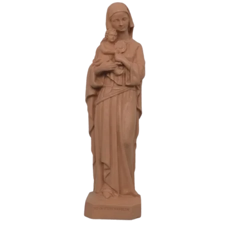 Statue colorée Notre Dame de l'Eucharistie en albâtre - 17cm - TAUPE