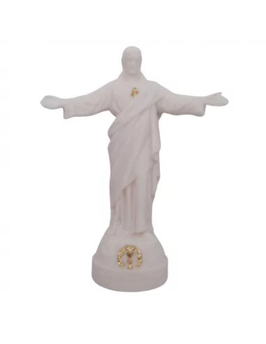 Statue Sacré Cœur des Familles en albâtre avec dorure- 17cm