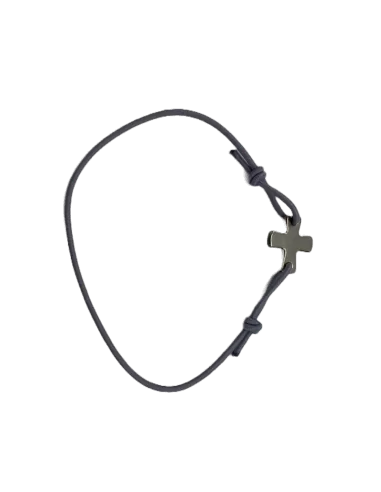 Bracelet élastique gris avec croix