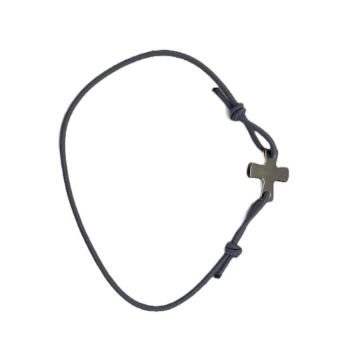 Bracelet élastique gris avec croix