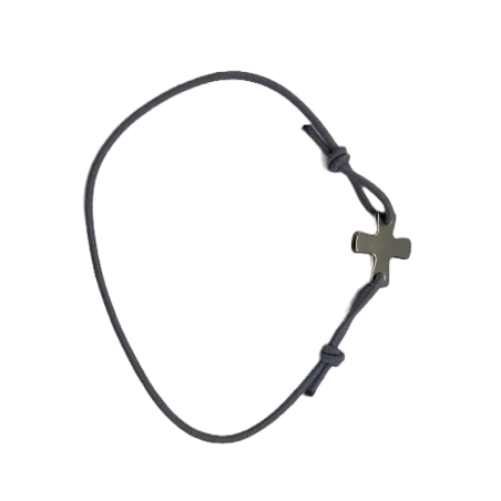 Bracelet élastique gris avec croix