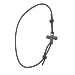 Bracelet élastique gris avec croix