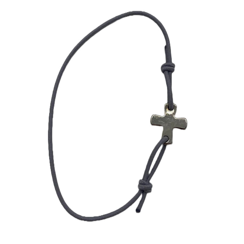 Bracelet élastique gris avec croix