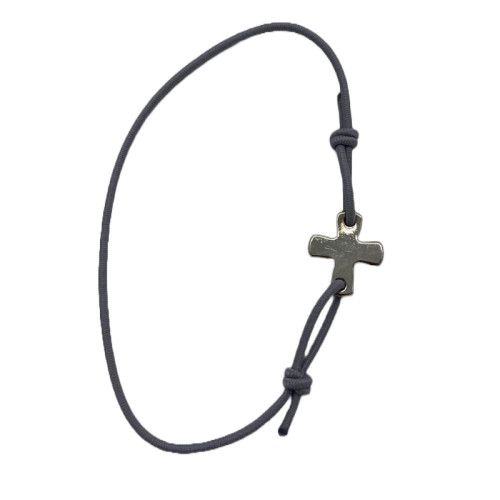 Bracelet élastique gris avec croix
