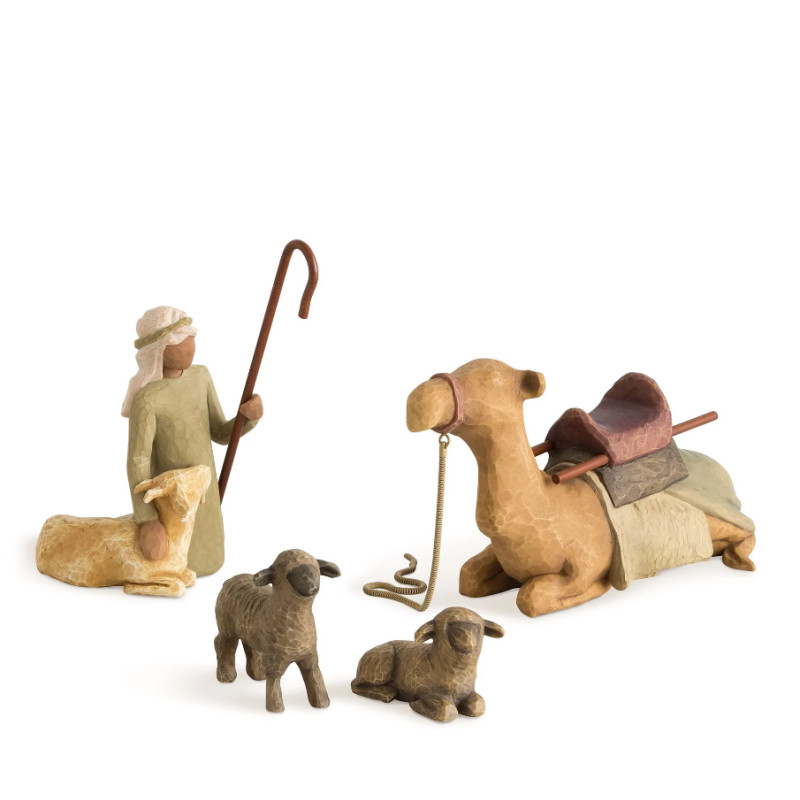 Crèche de Noël Willow Tree - Chamelier, chameau et moutons