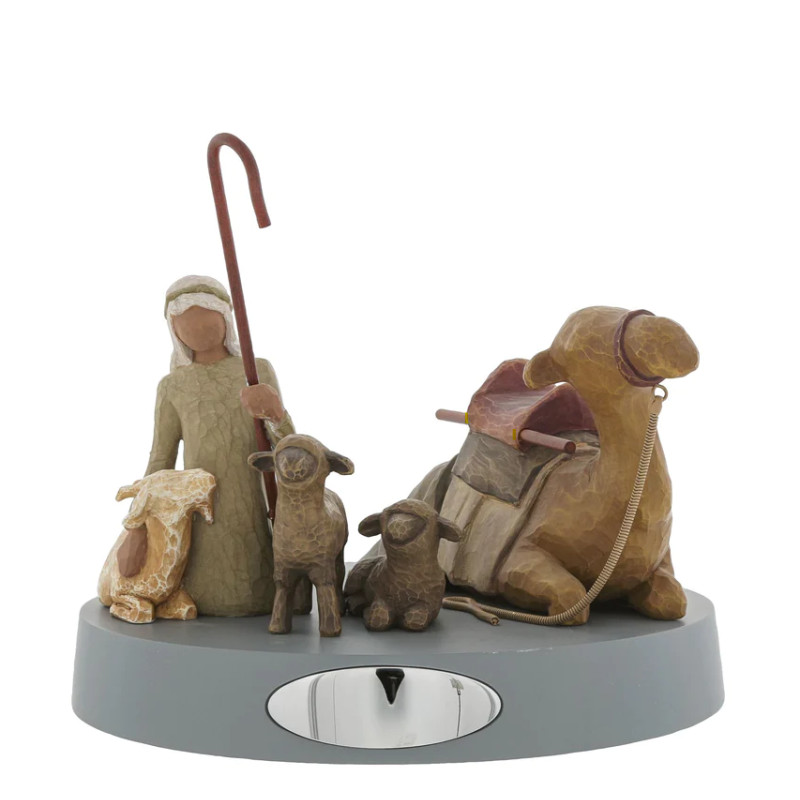 Crèche de Noël Willow Tree - Chamelier, chameau et moutons