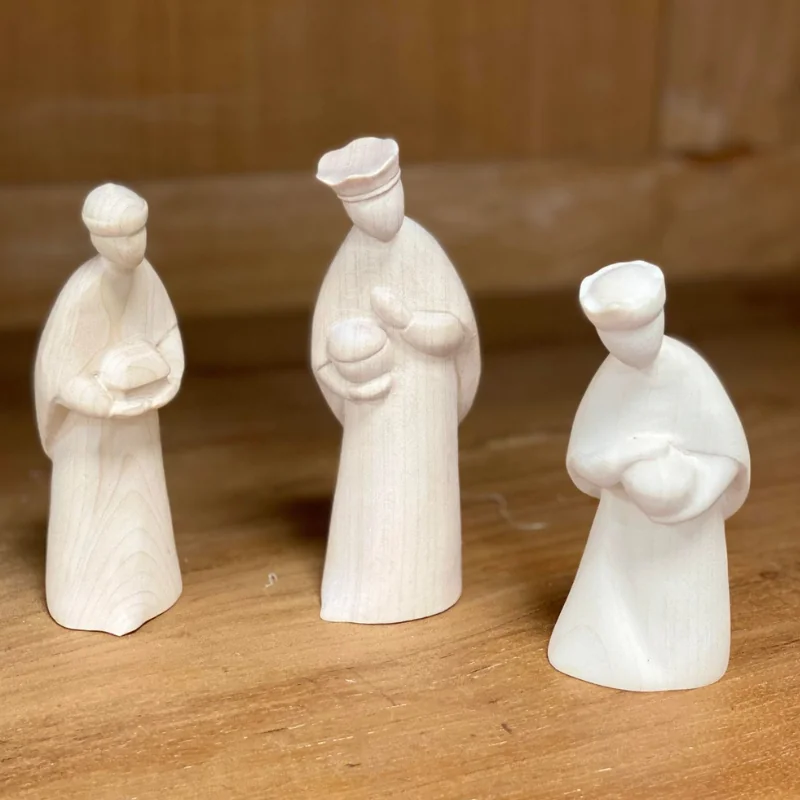 Crèche de Noël en bois naturel - Rois mages