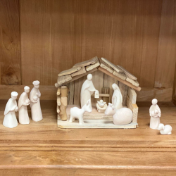 Crèche de Noël en bois naturel - Complète 10pers