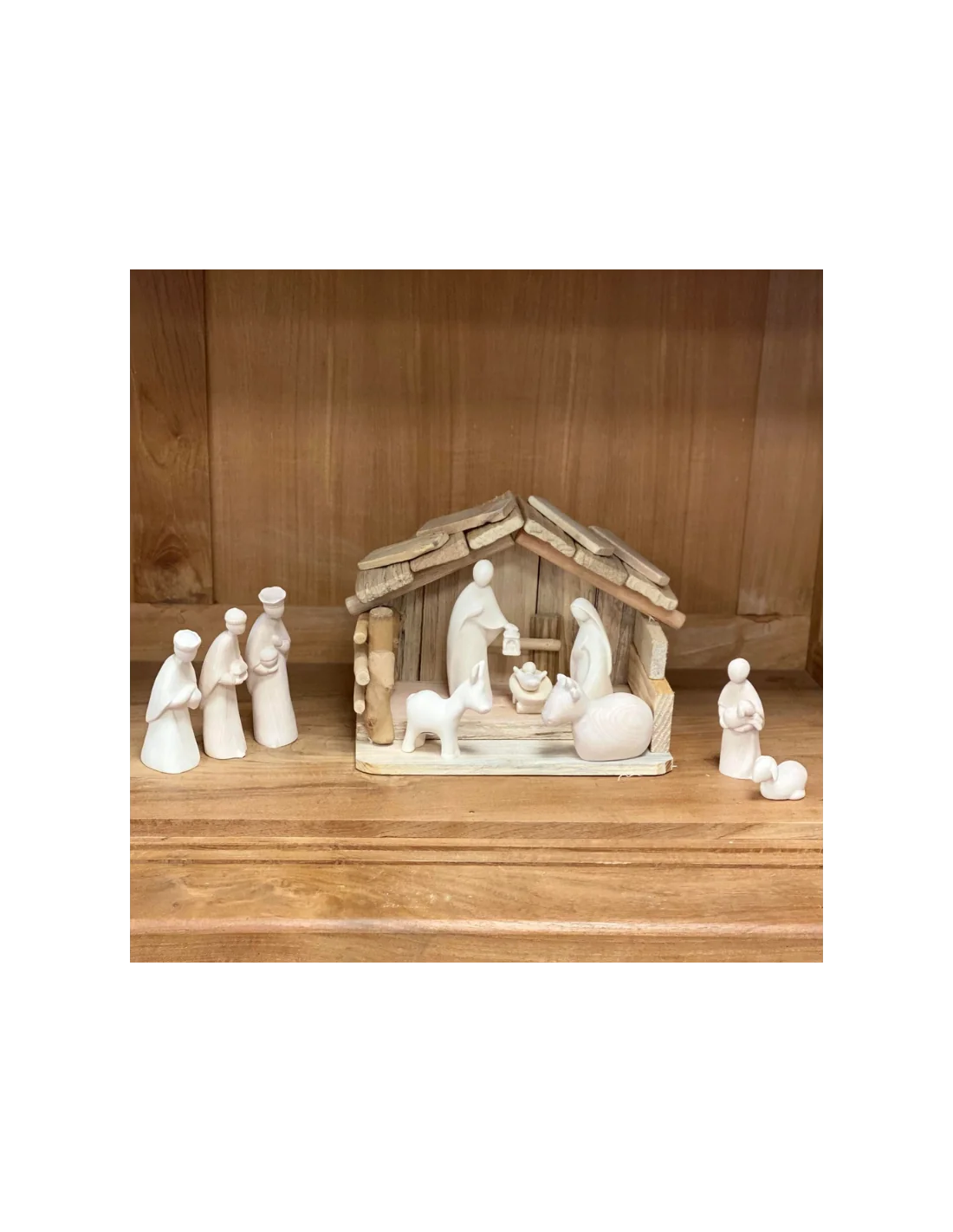 ARTECSIS Crèche de Noël en Bois/Petite Creche de Noel 26,5x19 cm