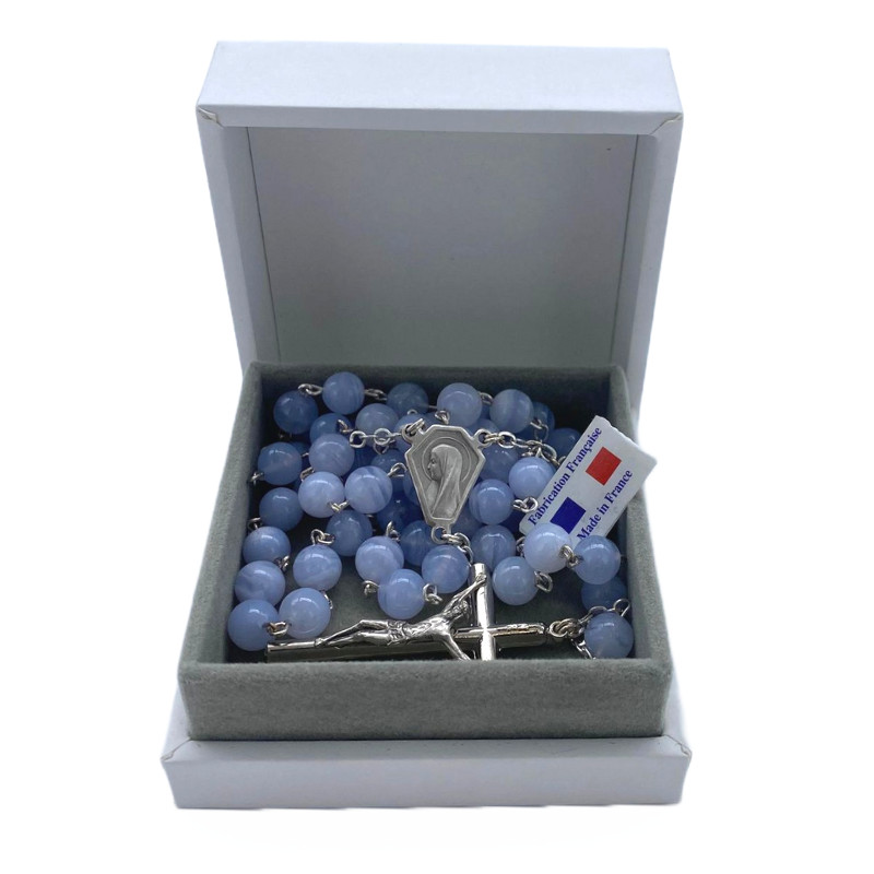 Chapelet calcédoine bleu