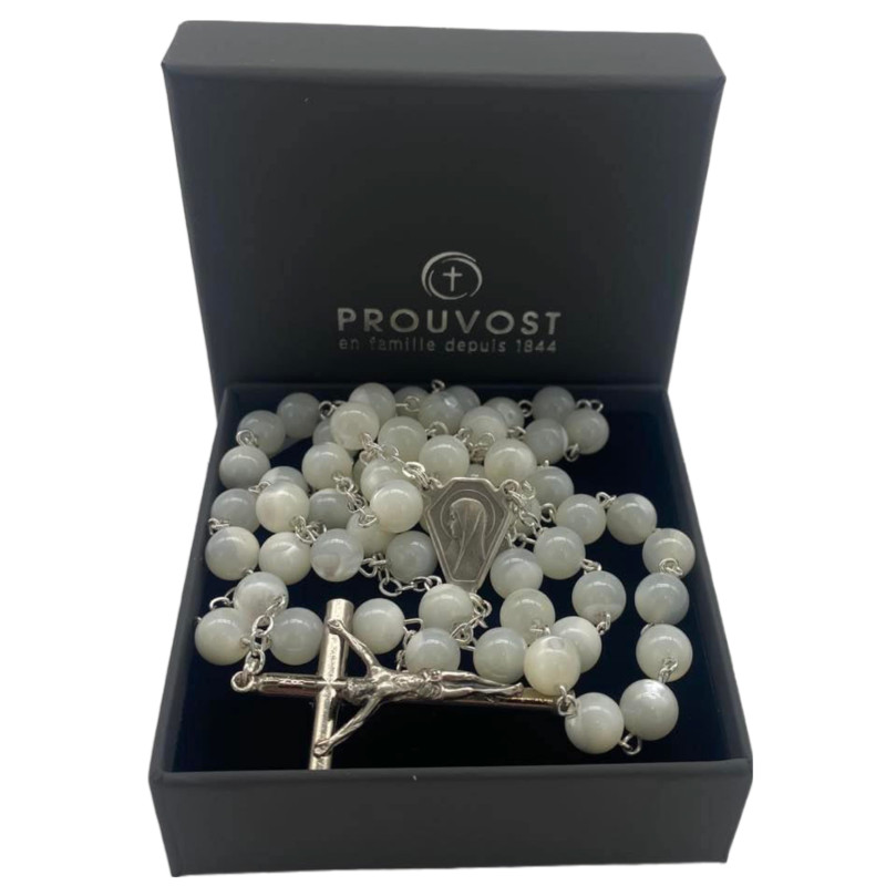 Cadeau de communion - Chapelet de communion argenté en nacre