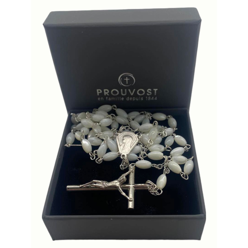 Chapelet nacre "olive" sur argenté