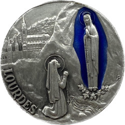 Plaque auto emaillée Lourdes - apparitions Vierge